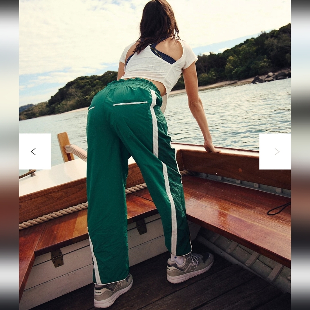 FP Movement by Free People Green Track Pants with White Stripe - Picture 3 of 7